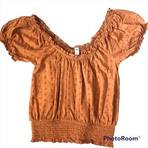 BP Eyelet Burnt Orange Top - M
